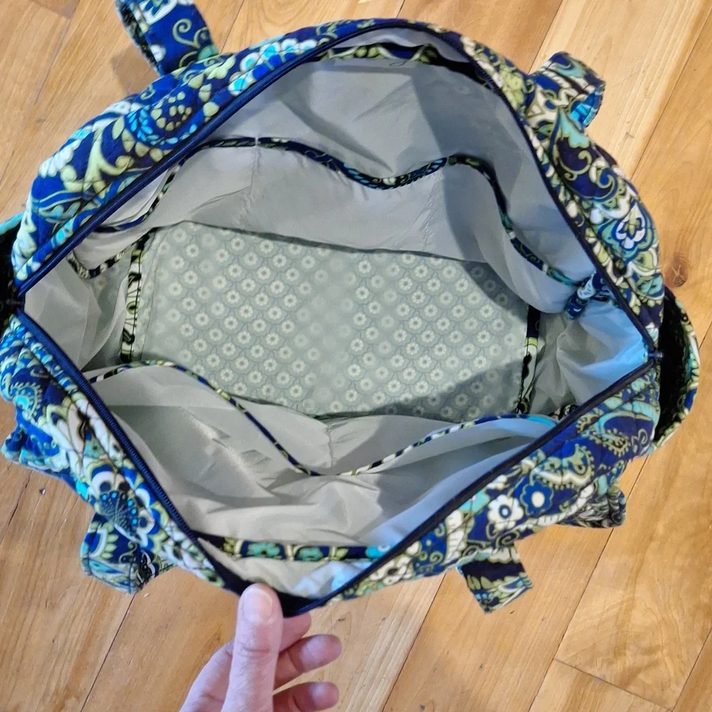 Vera Bradley Rhythm & Blues paisley floral print overnight tote / baby bag